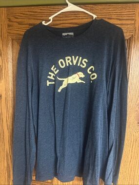 Orvis Men's Navy Crewneck Sweater with Cream Logo